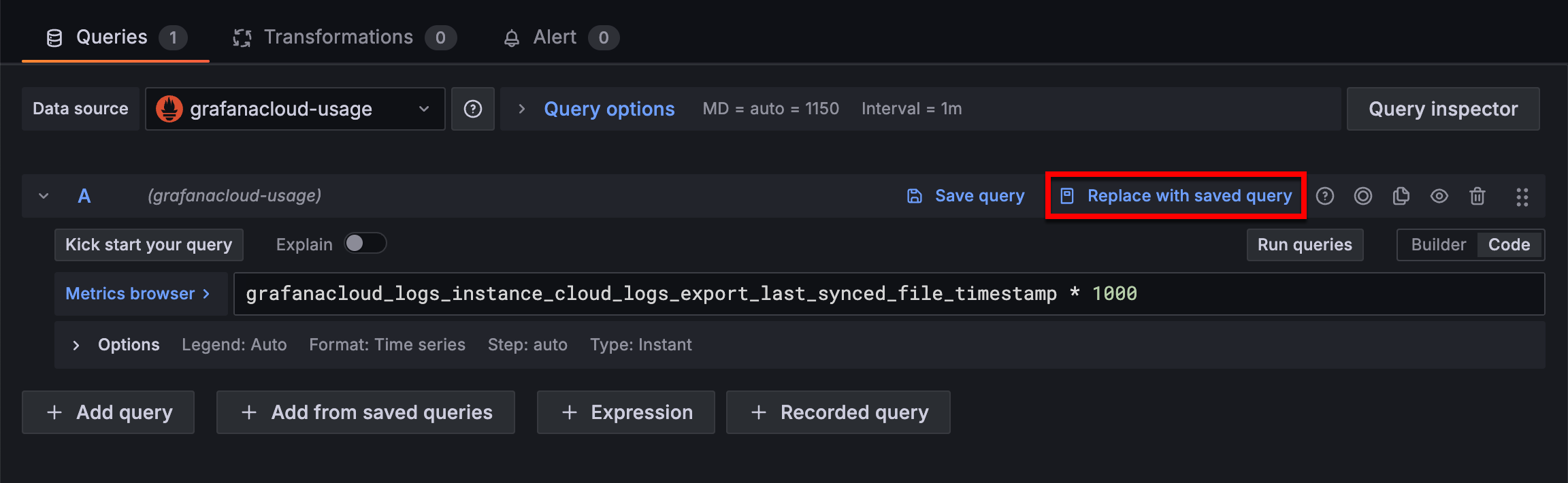 Add a saved query