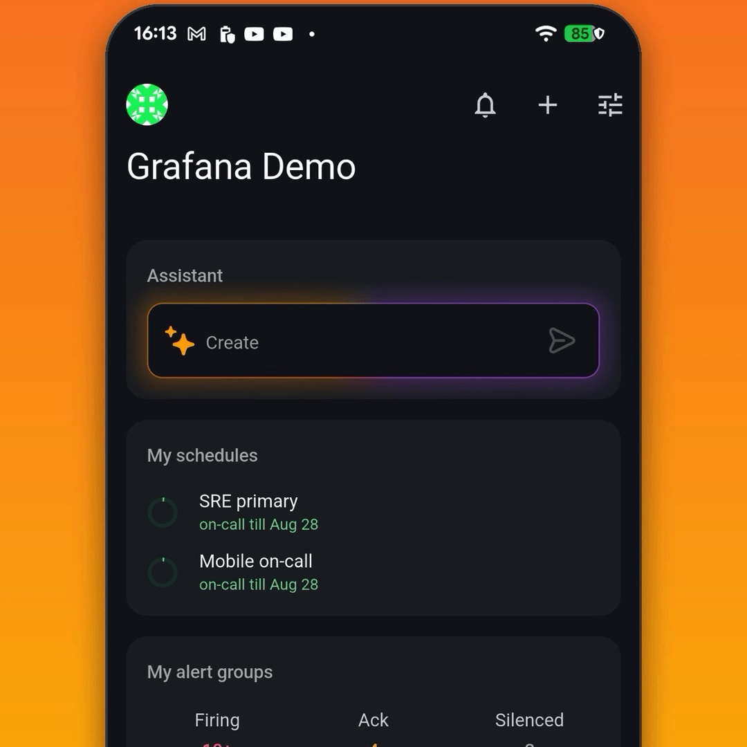 Grafana mobile app home screen